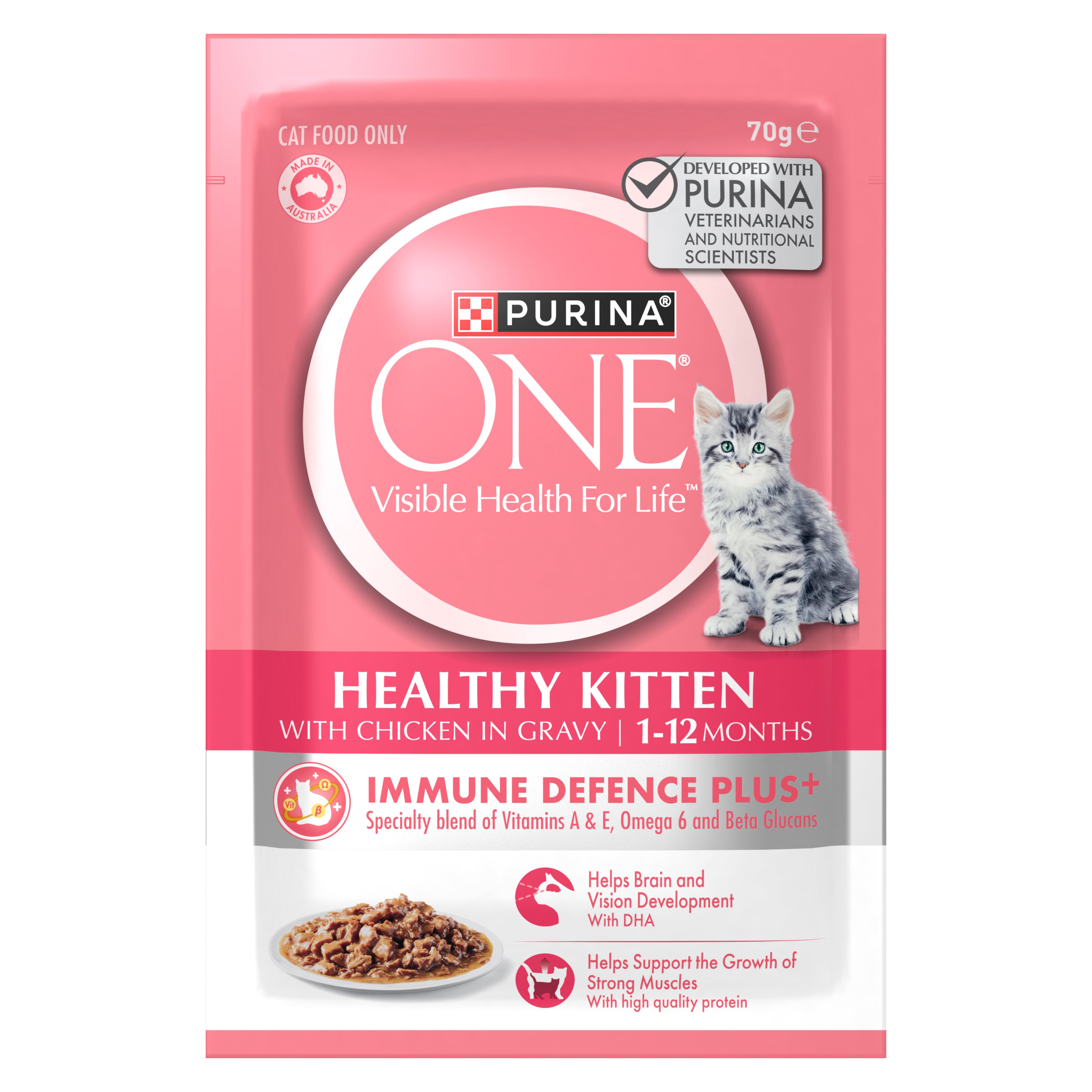 PURINA ONE® Kitten with Succulent Chicken in Gravy Wet Front