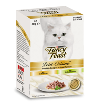 FANCY FEAST Adult Petit Cuisine™ Multipack - Grilled Cod & Grilled Salmon Wet Cat Food 6 x 50g