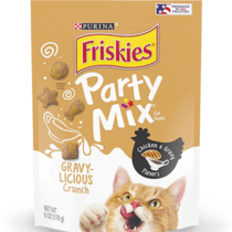 FRISKIES Adult Party Mix Gravylicious Crunch Chicken Flavour Cat Treats 170g