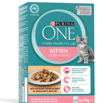 PURINA ONE Kitten with Succulent Chicken in Gravy Wet Pouch 6 Pack Multipack  6 x 70g