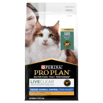 Pro Plan Adult Liveclear Indoor Hairball Control Chicken Formula Dry Cat Food - Front of Pack (210 x 210px)