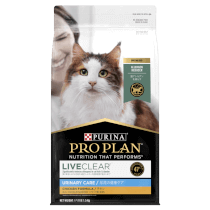 PURINA PRO PLAN Adult Liveclear Urinary Care Chicken Formula Dry Cat Food - Front of Pack (210 x 210px)