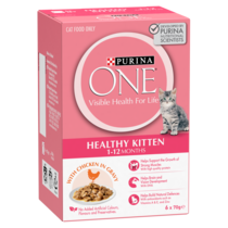 PURINA ONE Kitten with Succulent Chicken in Gravy Wet Pouch 6 Pack Multipack  6 x 70g