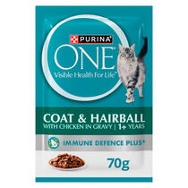 PURINA ONE® Adult Coat and Hairball with Chicken in Gravy Wet Pouch 70g Cat Food