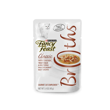 FANCY FEAST Adult Wet Cat Food with Chicken, Vegetables & Whitefish in a Decadent Silky Broth 40g