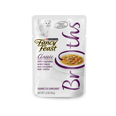 FANCY FEAST Adult Mackerel & Vegetable Wet Cat Food in a Decadent Silky Broth 40g