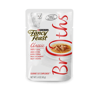 FANCY FEAST Adult Wet Cat Food with Tuna, Anchovies & Whitefish in a Decadent Silky Broth 40g