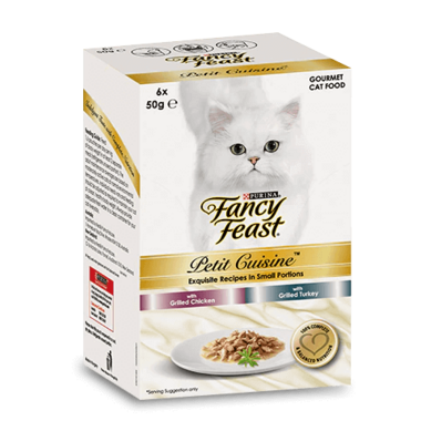FANCY FEAST Adult Petit Cuisine™ Multipack - Grilled Chicken & Grilled Turkey Wet Cat Food 6 x 50g