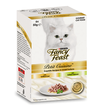 FANCY FEAST Adult Petit Cuisine™ Multipack - Grilled Cod & Grilled Salmon Wet Cat Food 6 x 50g