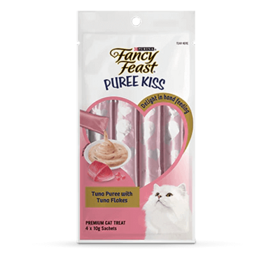 FANCY FEAST Adult PUREE KISS Tuna Puree with Tuna Flakes Wet Cat Food 4 x 10g