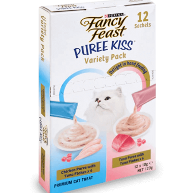 FANCY FEAST Adult PUREE KISS Variety Pack - Chicken & Tuna Flavours Wet Cat Food 12 x 10g