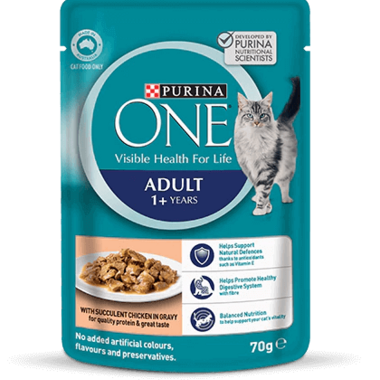 PURINA ONE Adult with Succulent Chicken in Gravy Wet Pouch Cat Food 70g