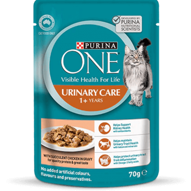PURINA ONE Adult Urinary Care with Succulent Chicken in Gravy Wet Pouch Cat Food 70g