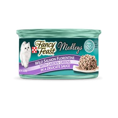 FANCY FEAST Adult Wild Salmon Florentine With Garden Greens In A Delicate Sauce Wet Cat Food 85g