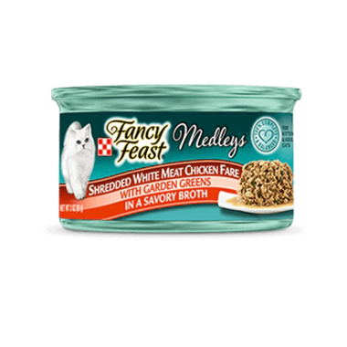 FANCY FEAST Adult Shredded White Meat Chicken Fare With Garden Greens In A Savoury Broth Wet Cat Food 85g