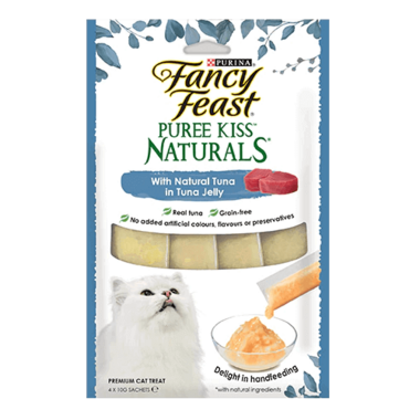 FANCY FEAST Adult Puree Kiss Naturals with Natural Tuna in Tuna Jelly Wet Cat Food 4 x 100g