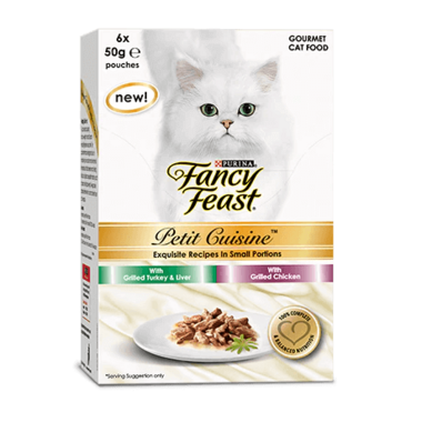 FANCY FEAST Adult Petite Cuisine Turkey And Liver & Grilled Chicken Wet Cat Food 50g x6
