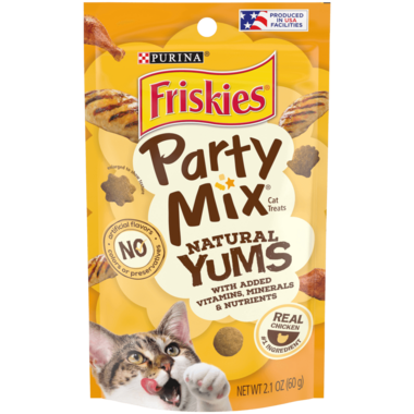 FRISKIES Adult Party Mix Natural Yums Chicken Dry Cat Treats 1080 x 1080px