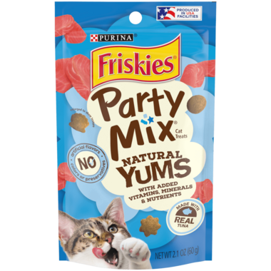 FRISKIES Adult Party Mix Natural Yums Tuna Dry Cat Treats 1080 x 1080px