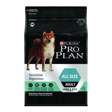 PURINA PRO PLAN Adult Sensitive Digestion Lamb and Rice Dry Dog Food pack shot - 1280 x 1280px