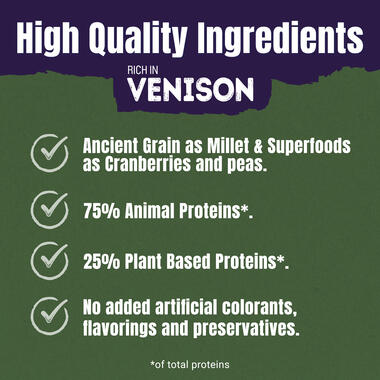 ADVENTUROS Ancient Grain and Superfoods Venison | Purina New Zealand