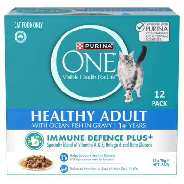 PURINA ONE® Adult with Oceanfish in Gravy Wet Cat Food 12 Pack Multipack