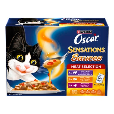 Oscar Sensations Sauces Adult Meat Selection Wet Cat Food 12 x 85g