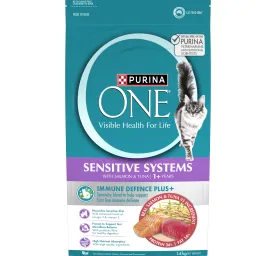 PURINA ONE Adult Sensitive Salmon & Tuna Dry Cat Food Bag Front